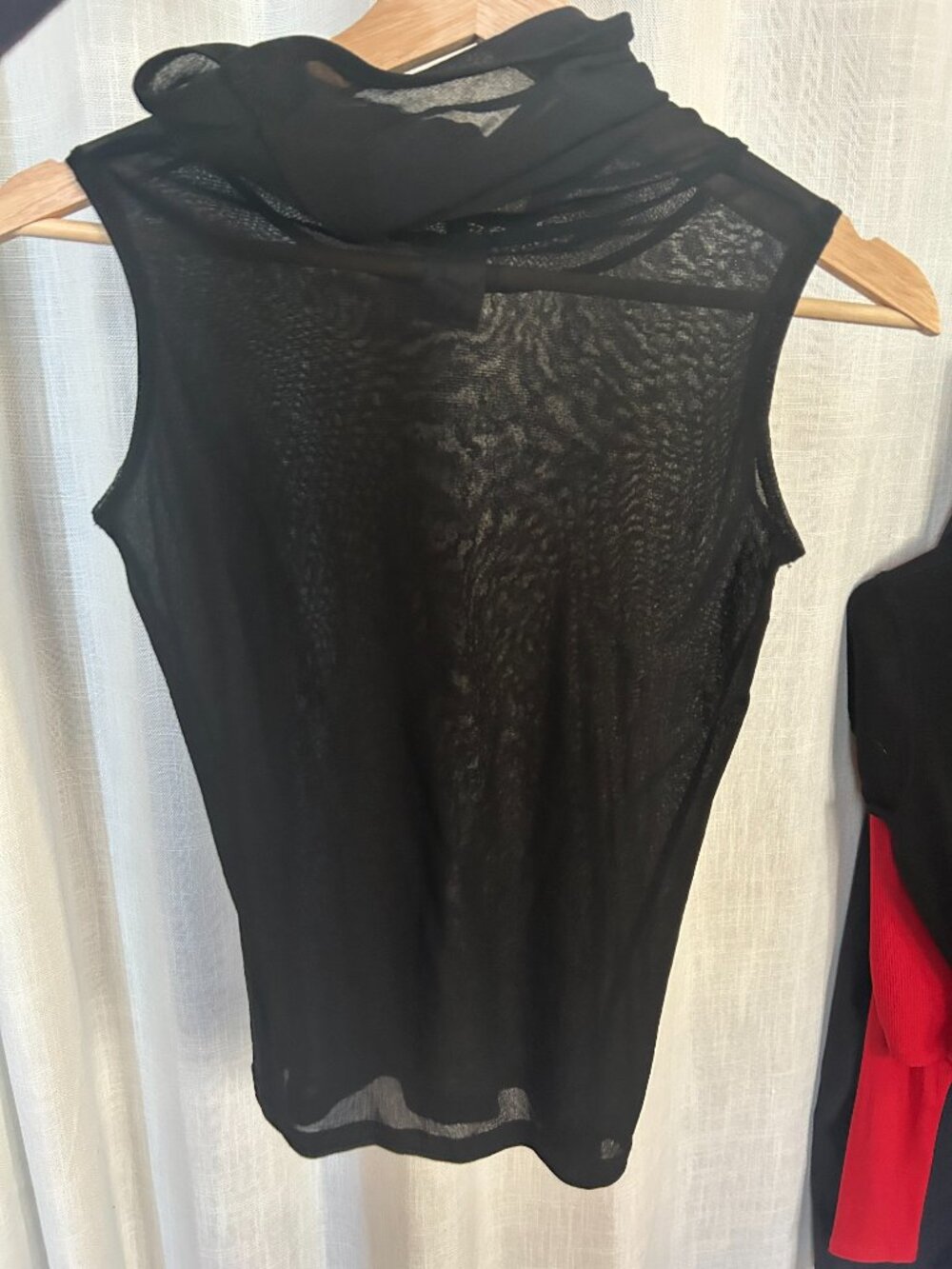 Vintage 90s Sheer Black Sleeveless Cowl Neck Top